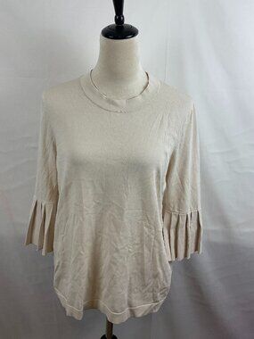 COS Top US M Cream Knit Pleated Sleeve